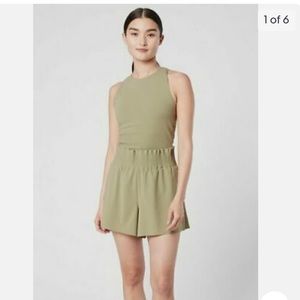 ATHLETA Cosmic Flutter Romper Shadow Olive Athleisure Activewear Size L